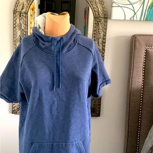 SWEATSHIRT HOODIE SHORT SLEEVES NAVY BLUE SIZE MED